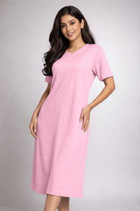 Zivame 2 Mile Fashion Knit Cotton Loungewear Dress - Cameo Pink — thumbnail 5